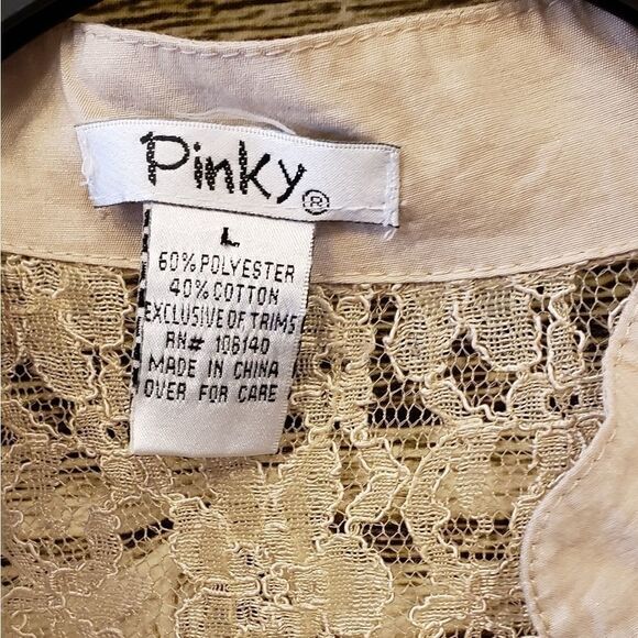 Pinky Lt tan button down dress size large - Picture 2 of 6